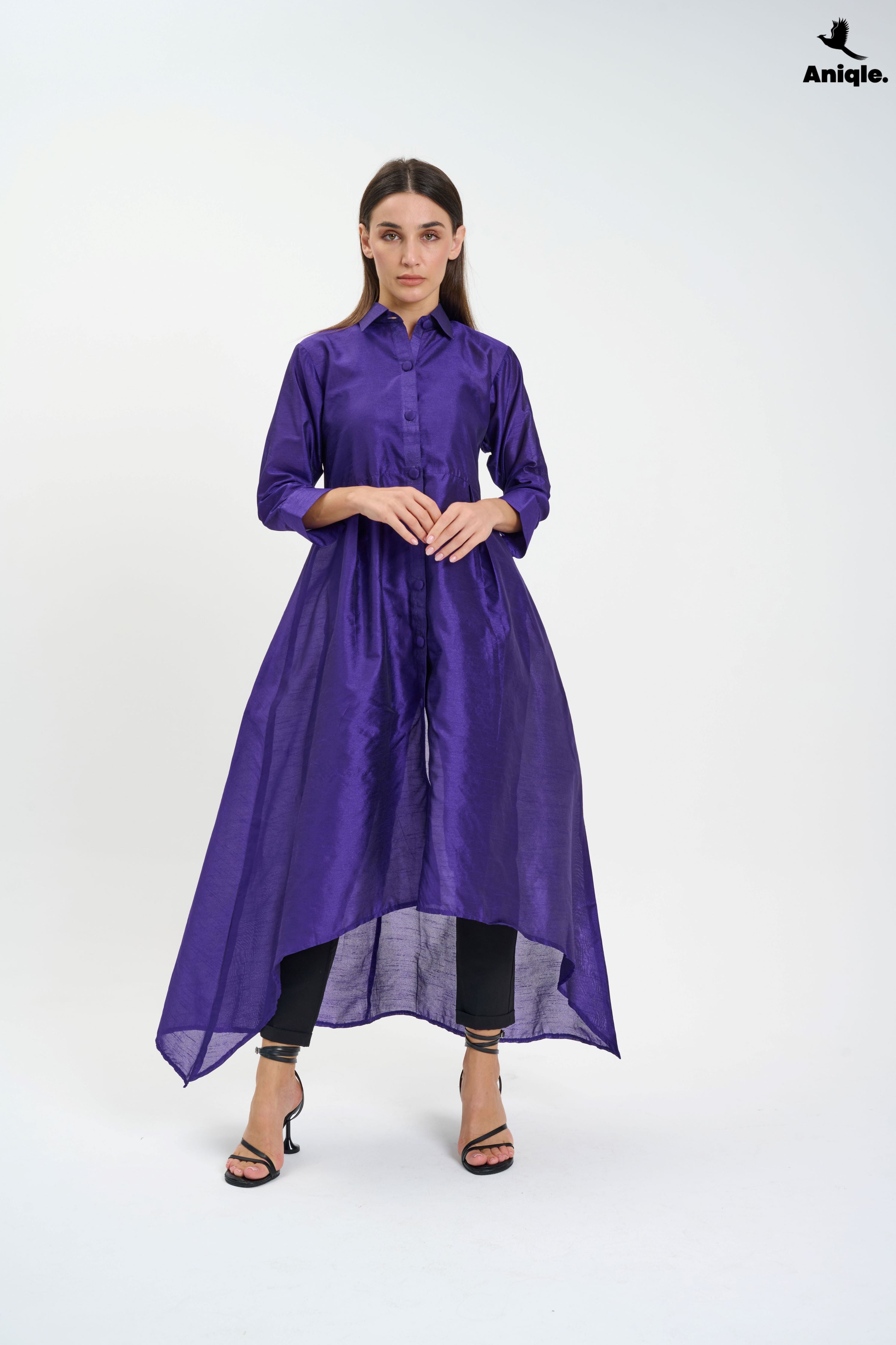 ANQ-10009 Purple high-low shirt  Dress