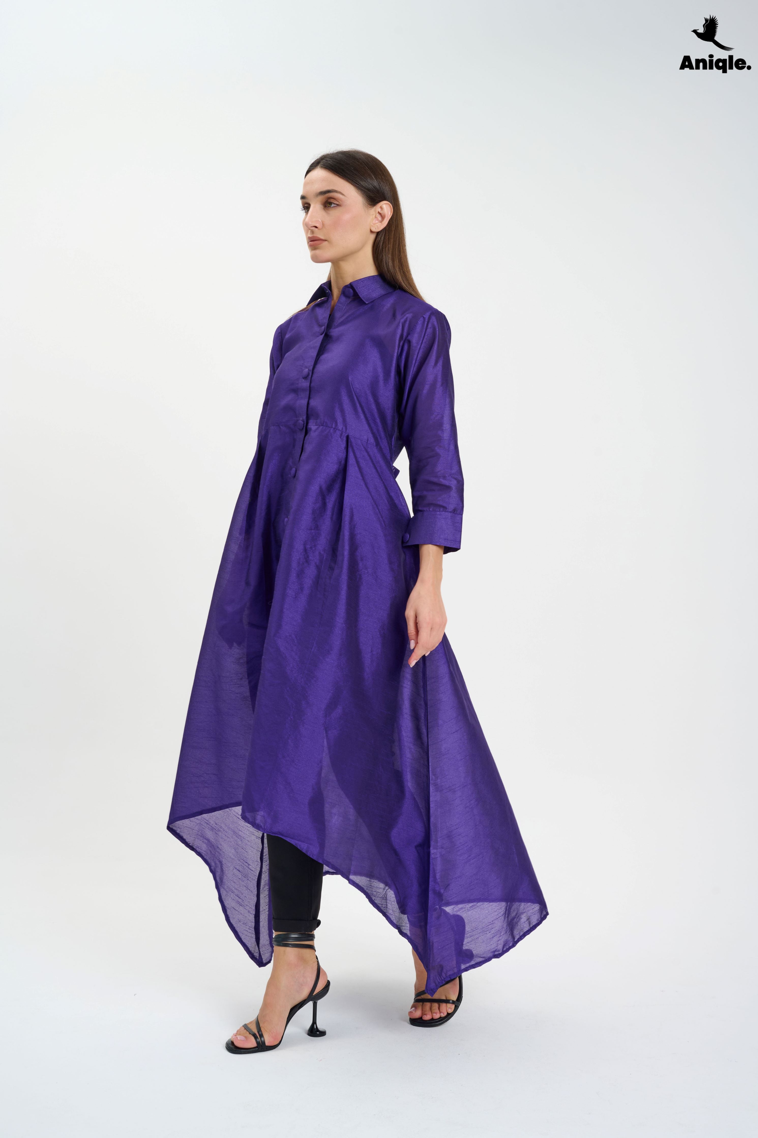 ANQ-10009 Purple high-low shirt  Dress