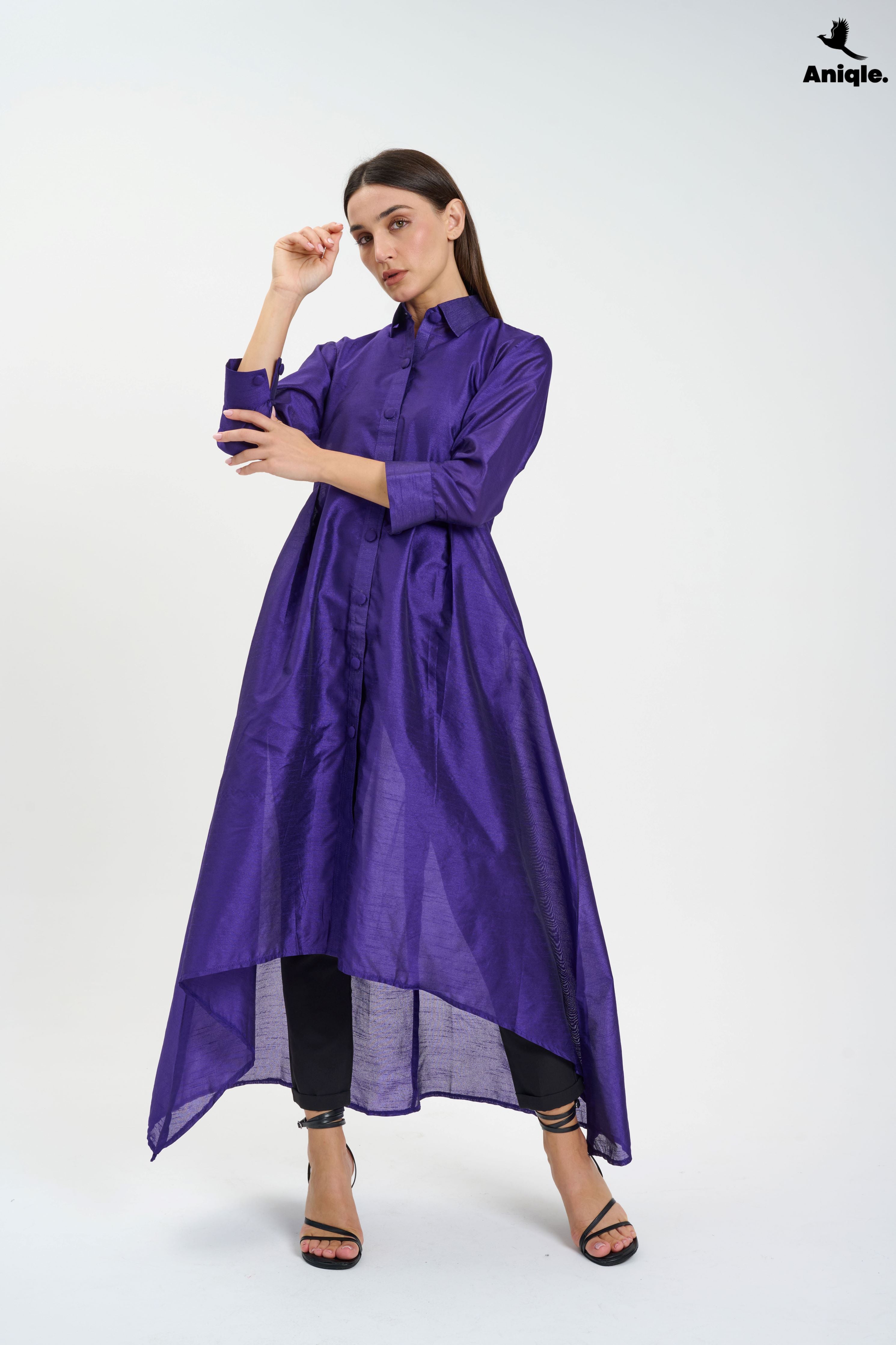 ANQ-10009 Purple high-low shirt  Dress