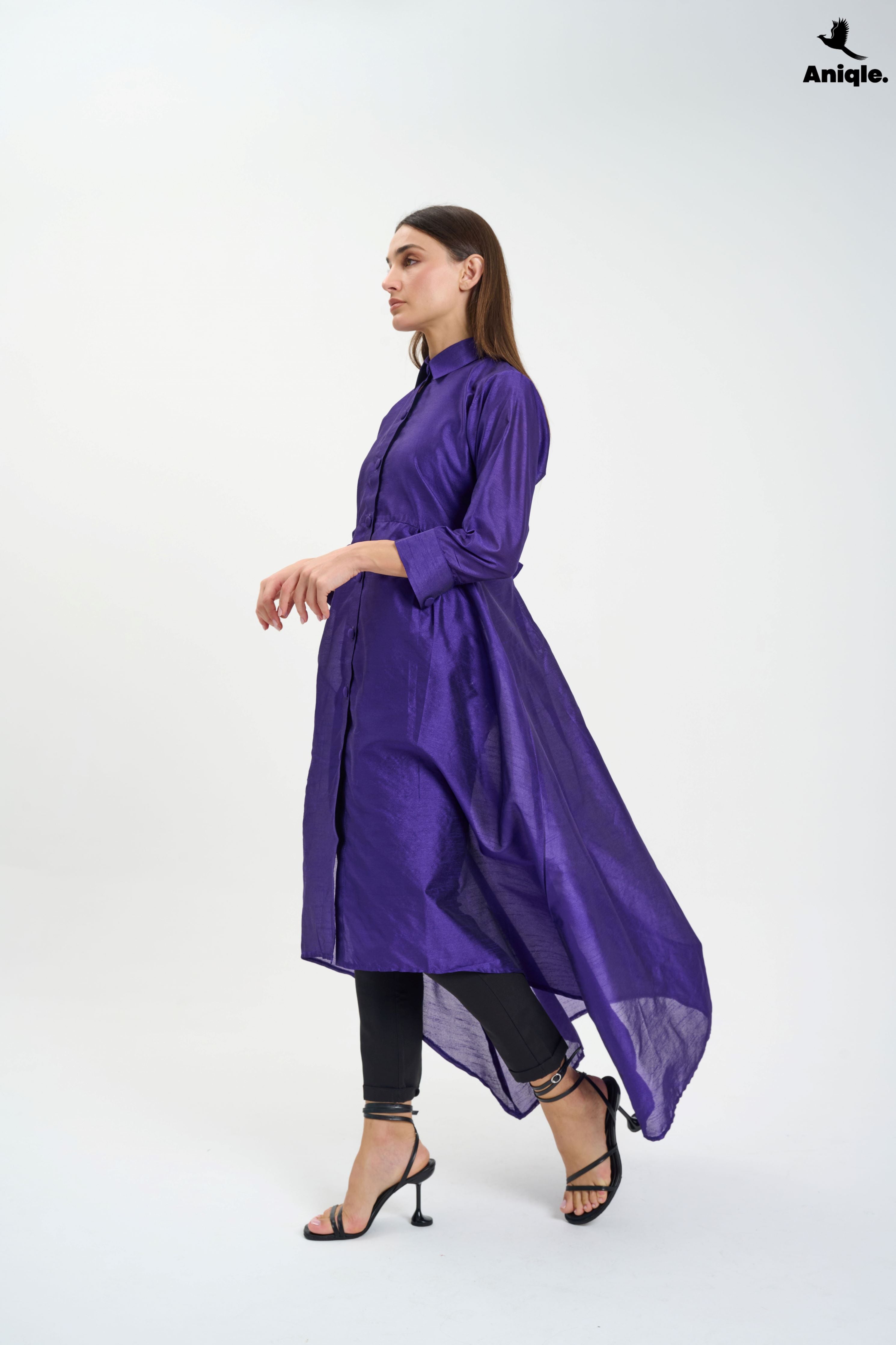 ANQ-10009 Purple high-low shirt  Dress