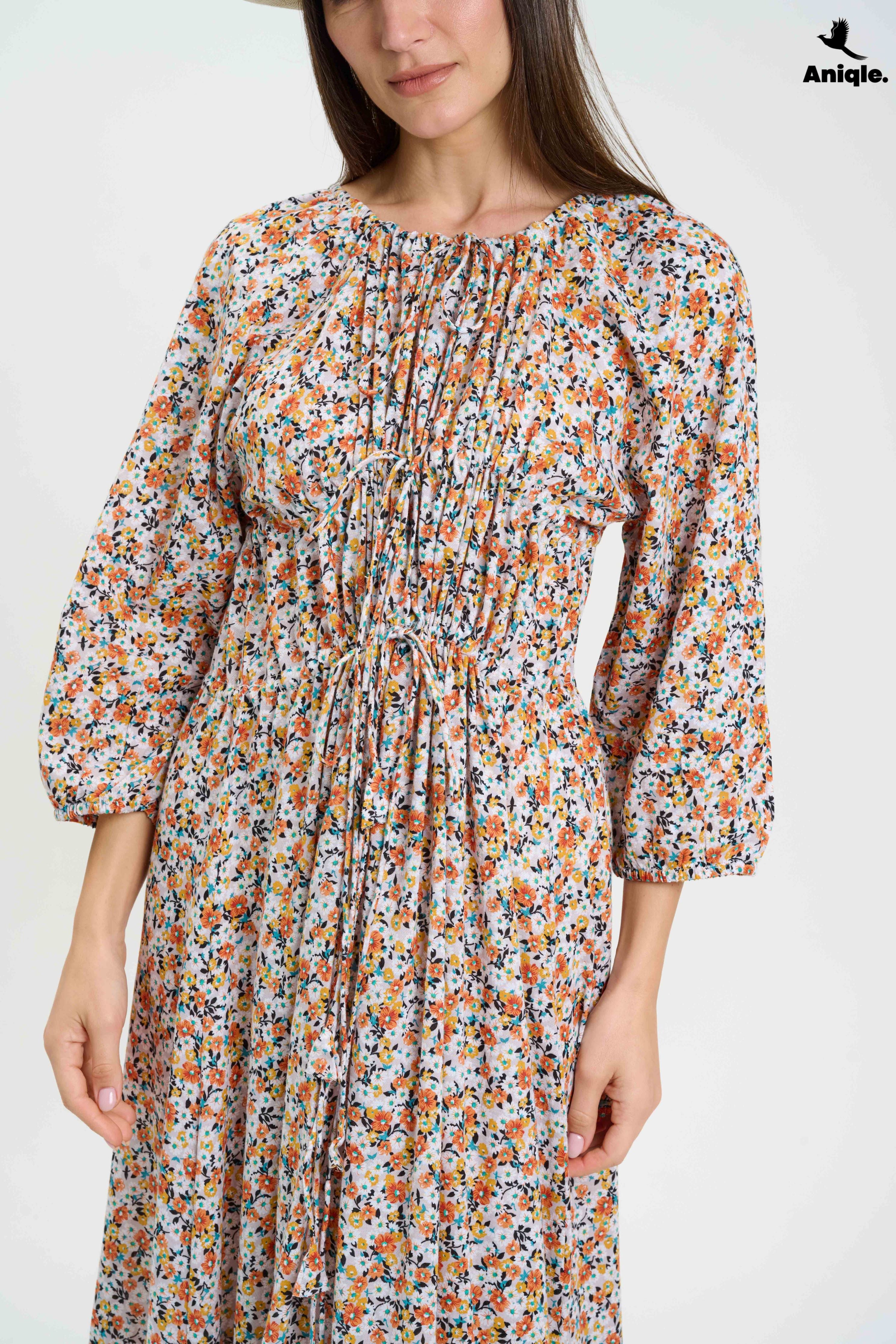 ANQ-10003 Boho-style floral Maxi Dress