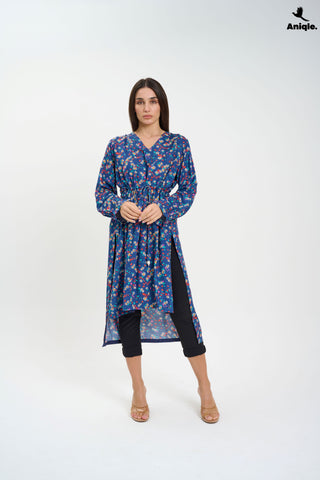 ANQ-10001 Floral high-low Tunic Shirt