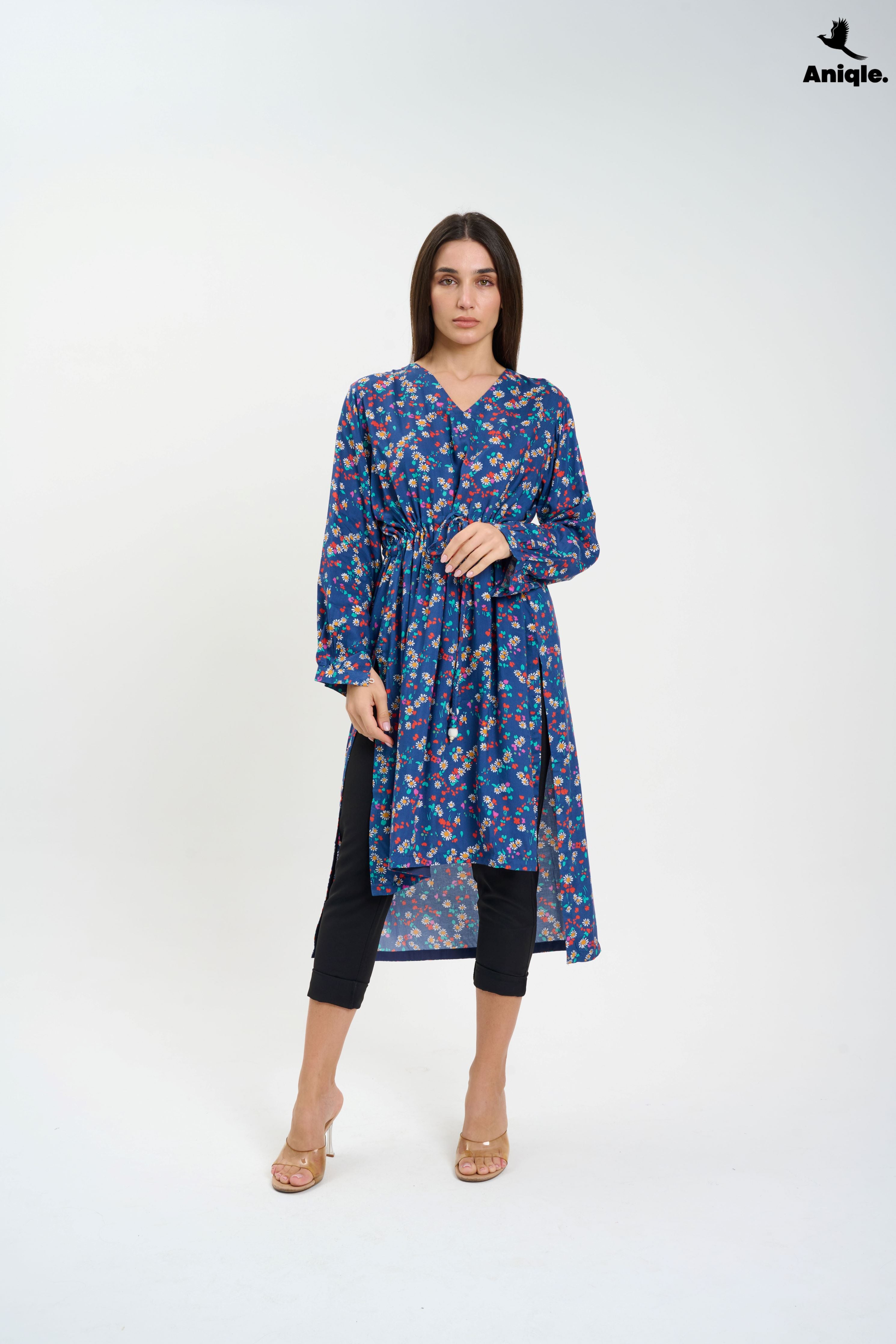 ANQ-10001 Floral high-low Tunic Shirt
