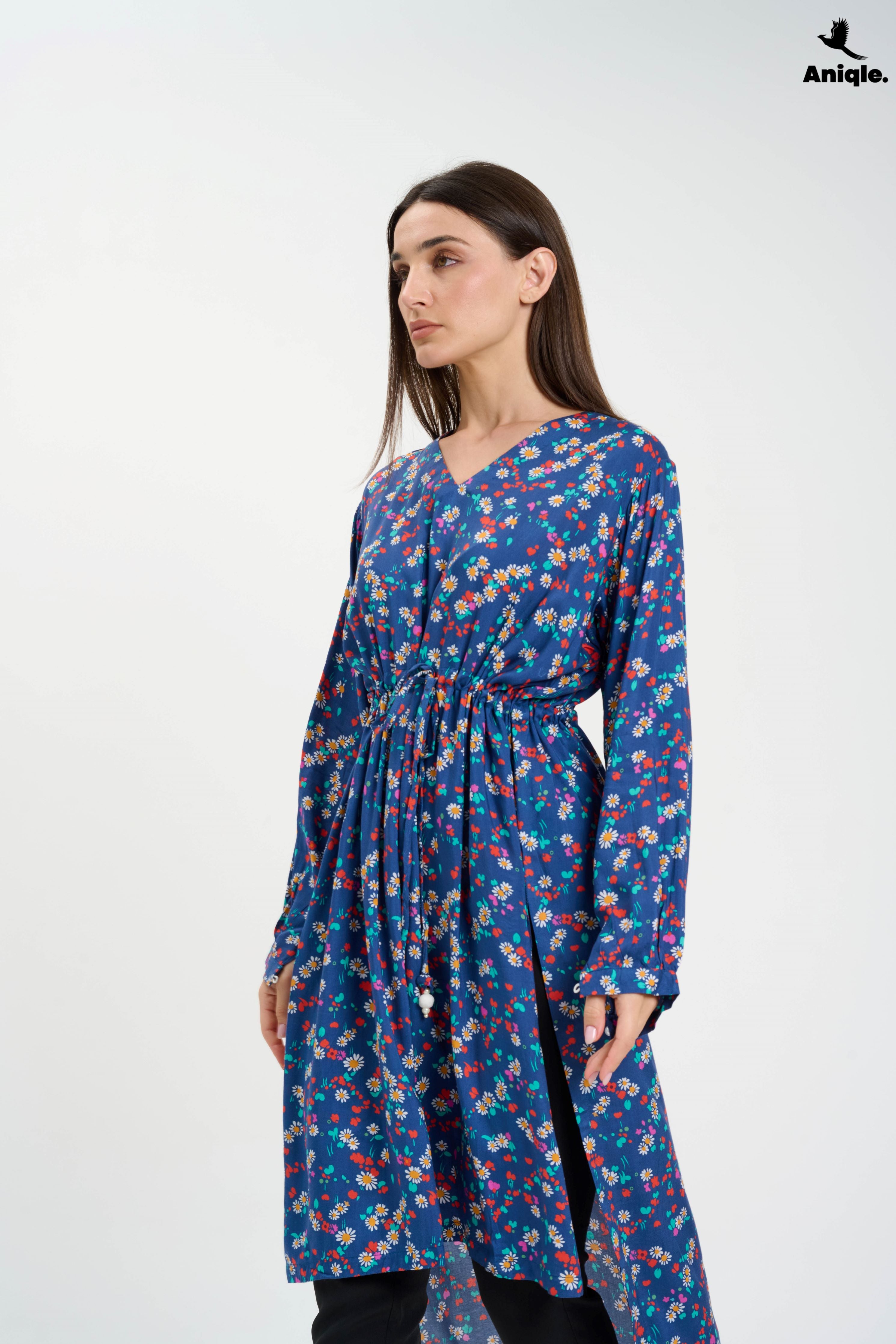 ANQ-10001 Floral high-low Tunic Shirt