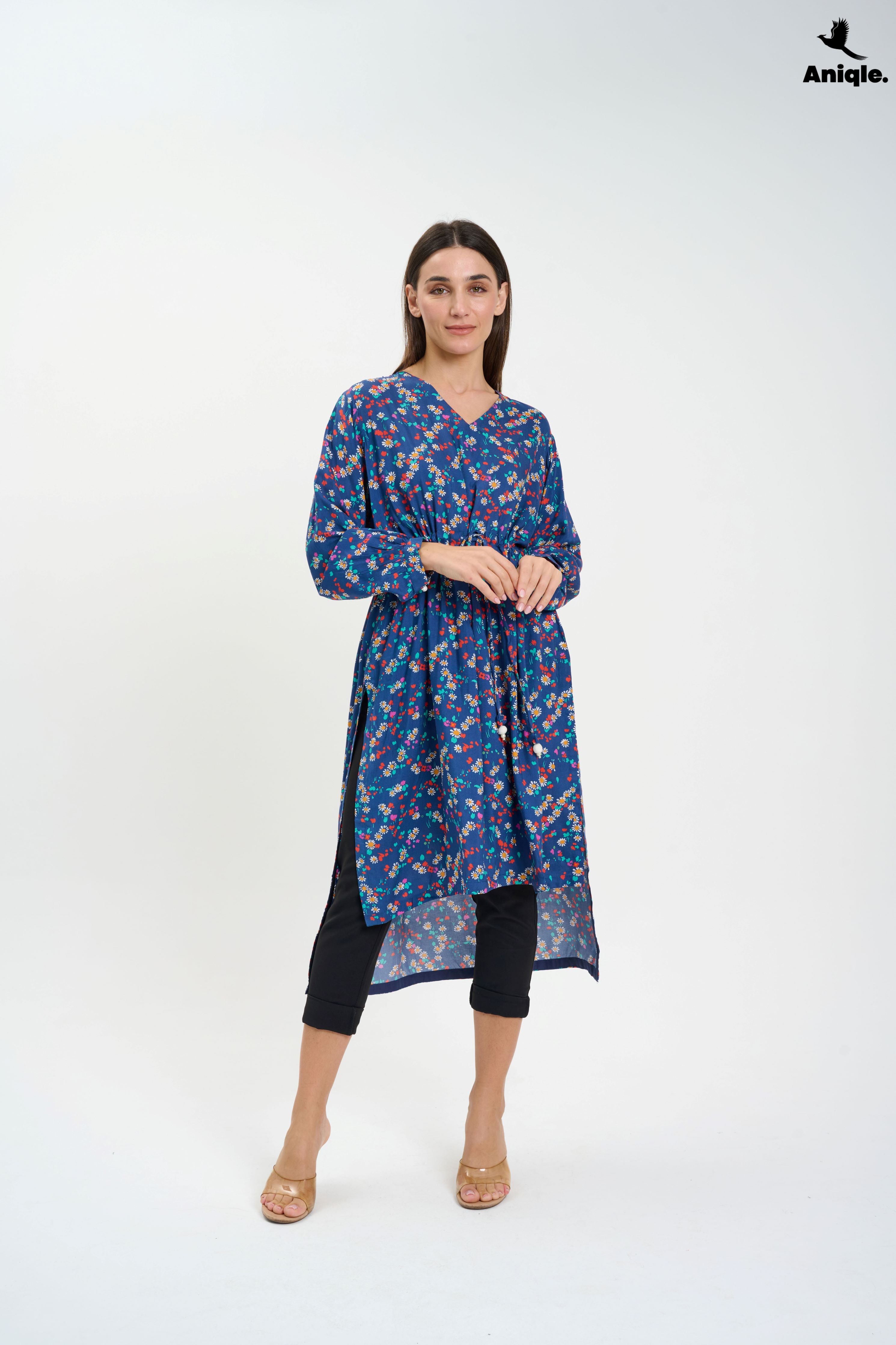 ANQ-10001 Floral high-low Tunic Shirt