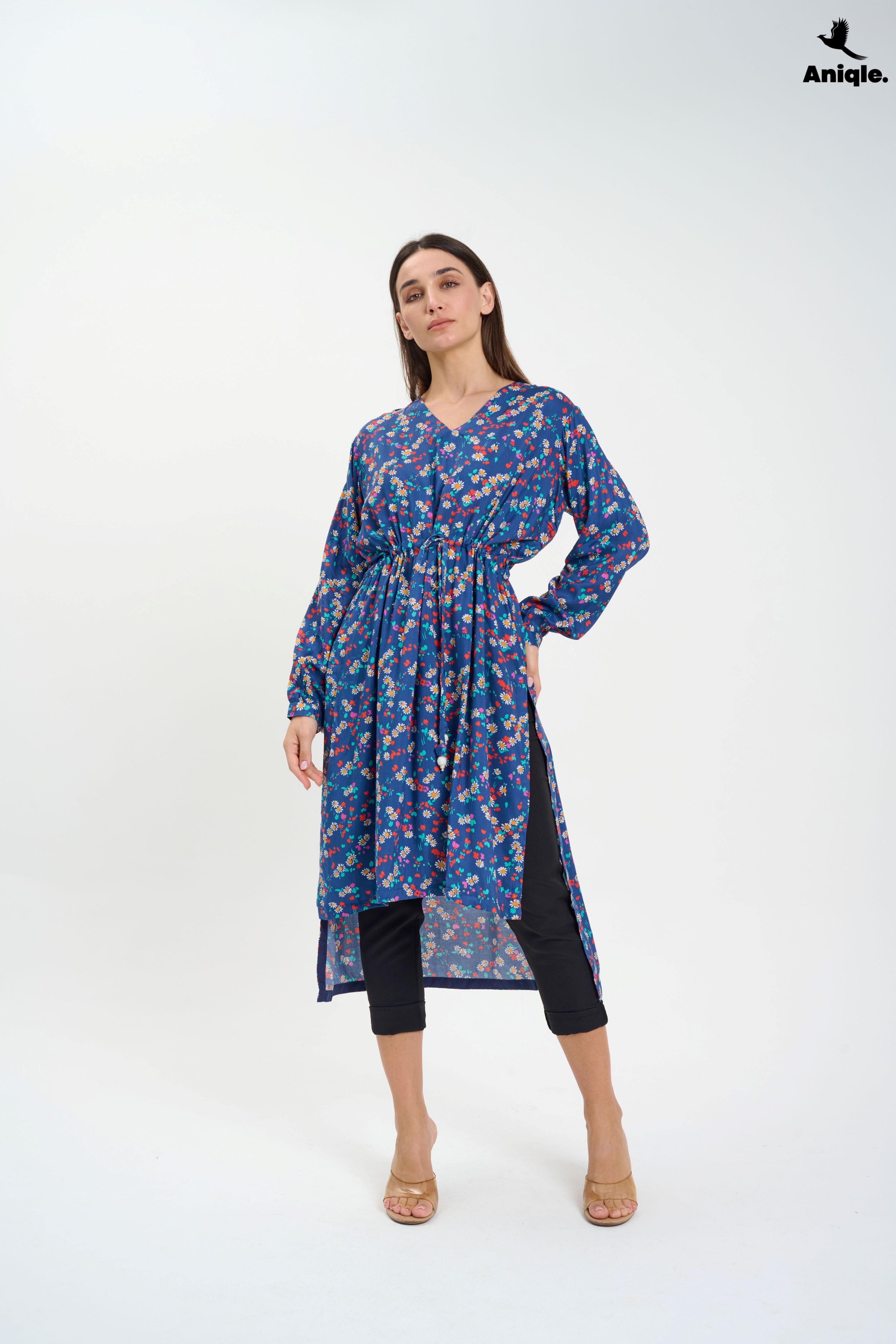 ANQ-10001 Floral high-low Tunic Shirt