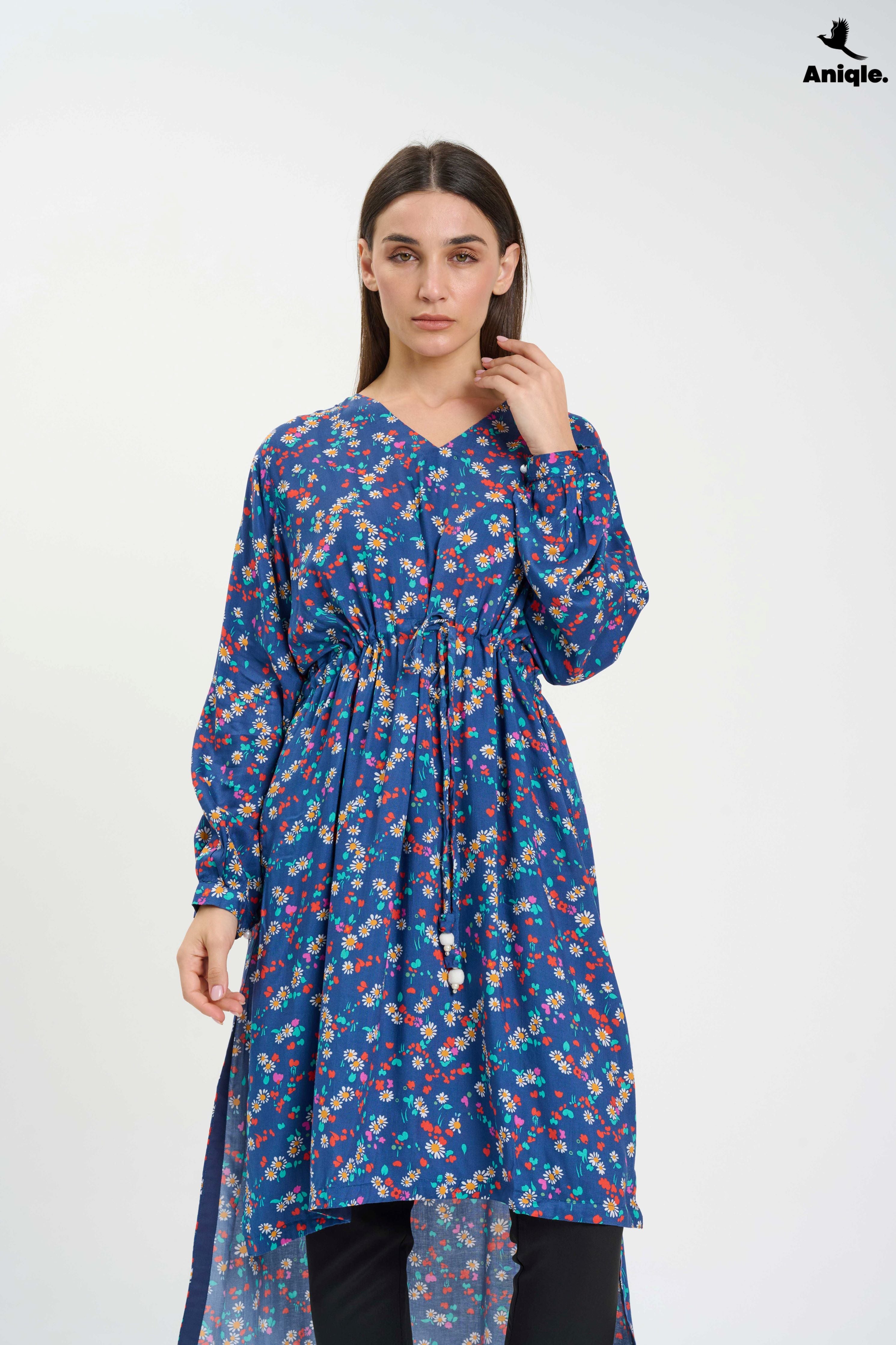 ANQ-10001 Floral high-low Tunic Shirt