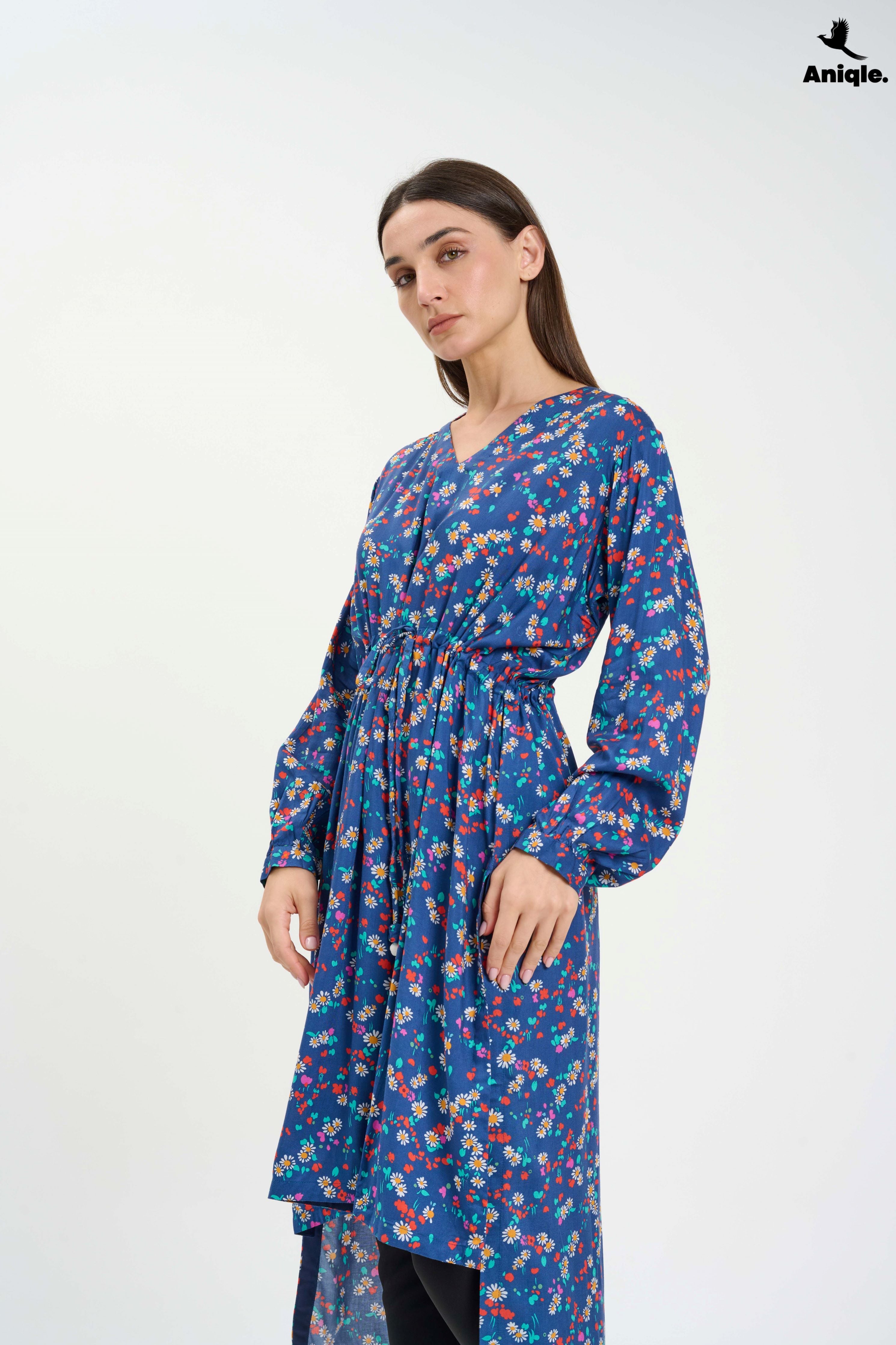ANQ-10001 Floral high-low Tunic Shirt