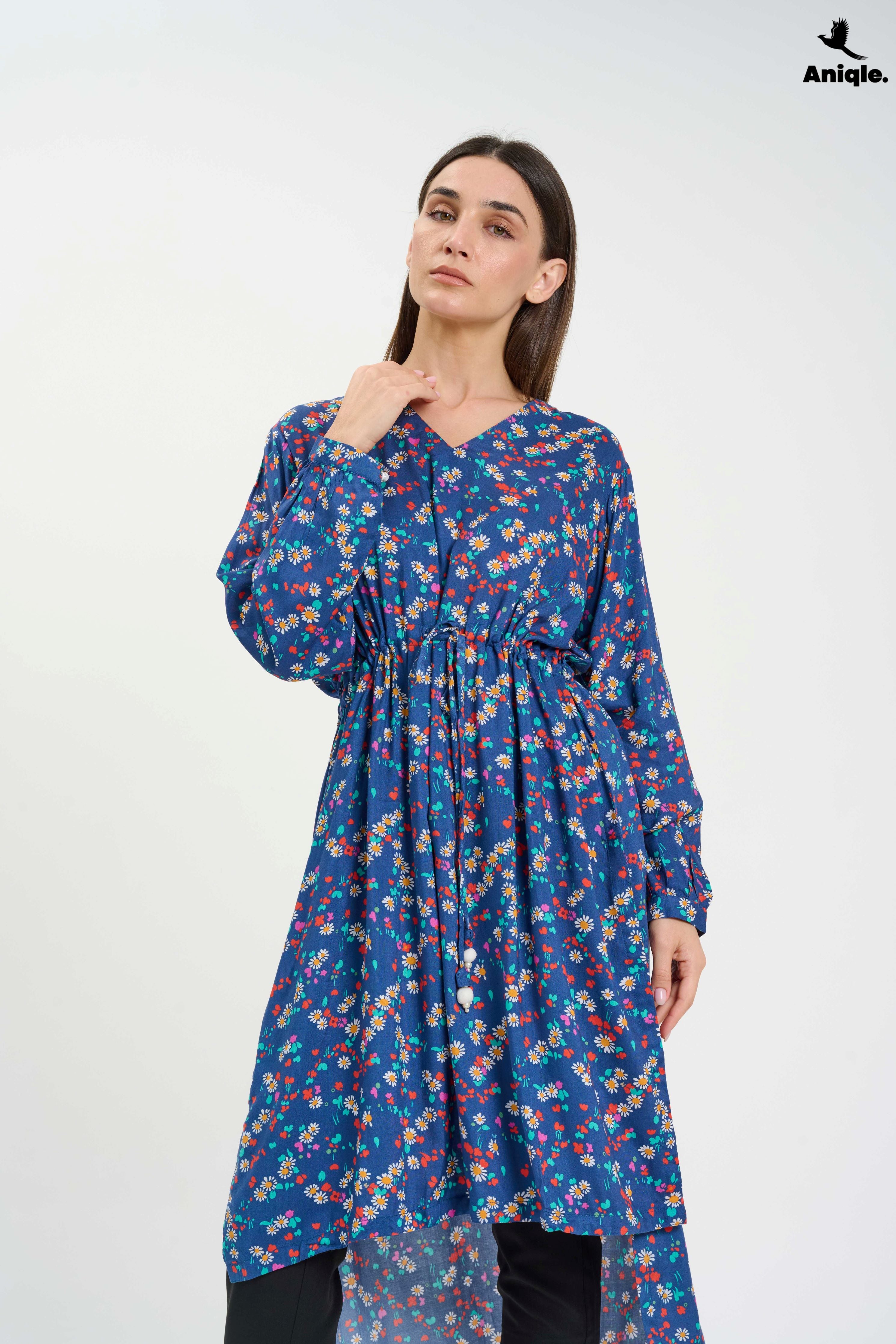 ANQ-10001 Floral high-low Tunic Shirt