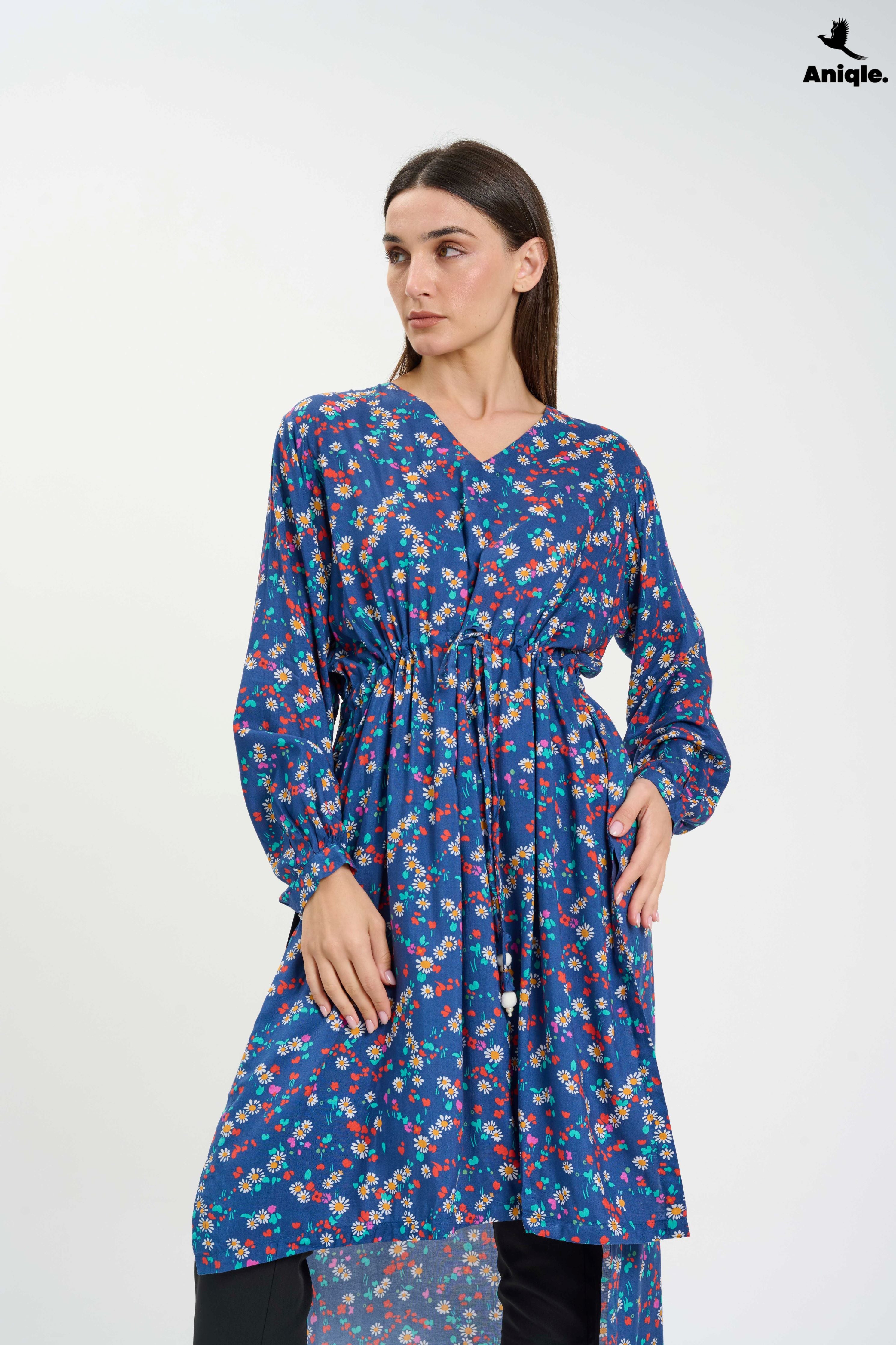 ANQ-10001 Floral high-low Tunic Shirt