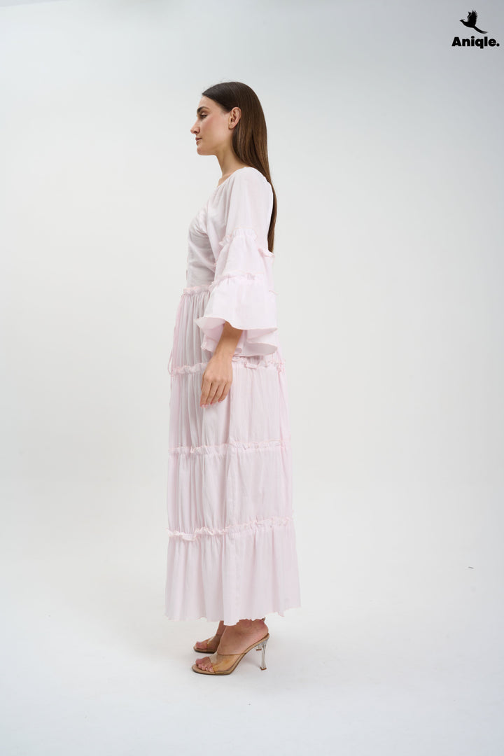 Baby Pink  Tiered Boho Maxi