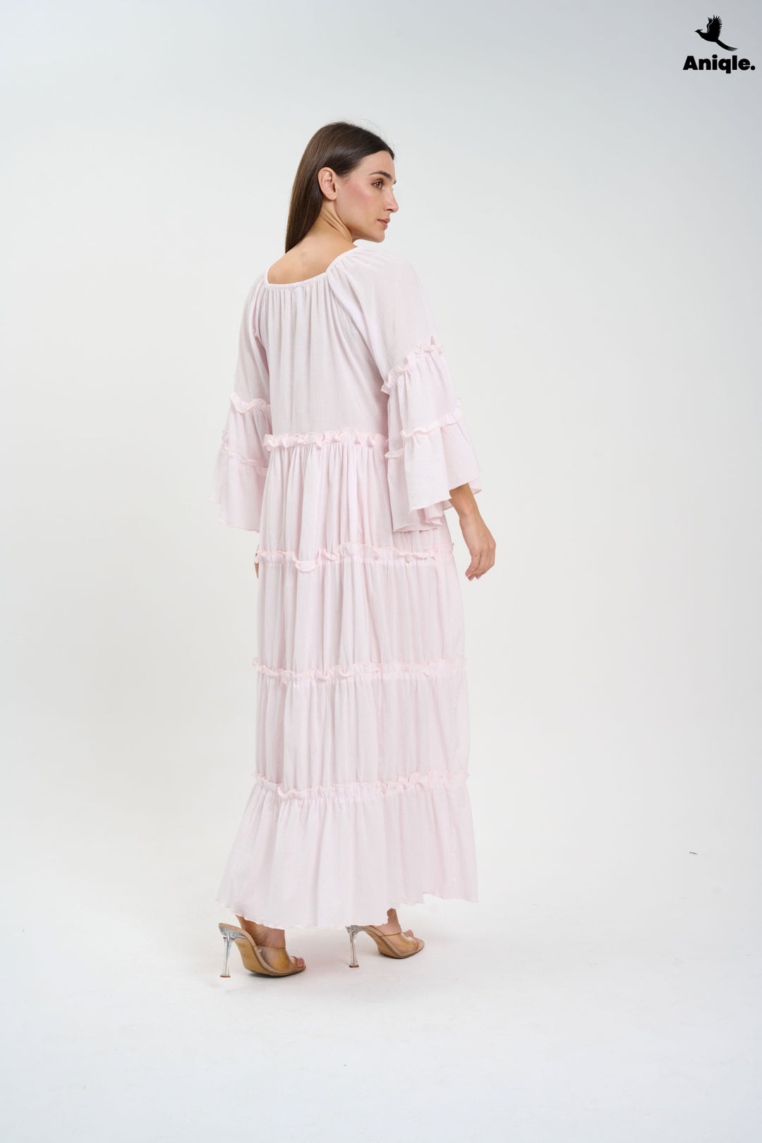 Baby Pink  Tiered Boho Maxi