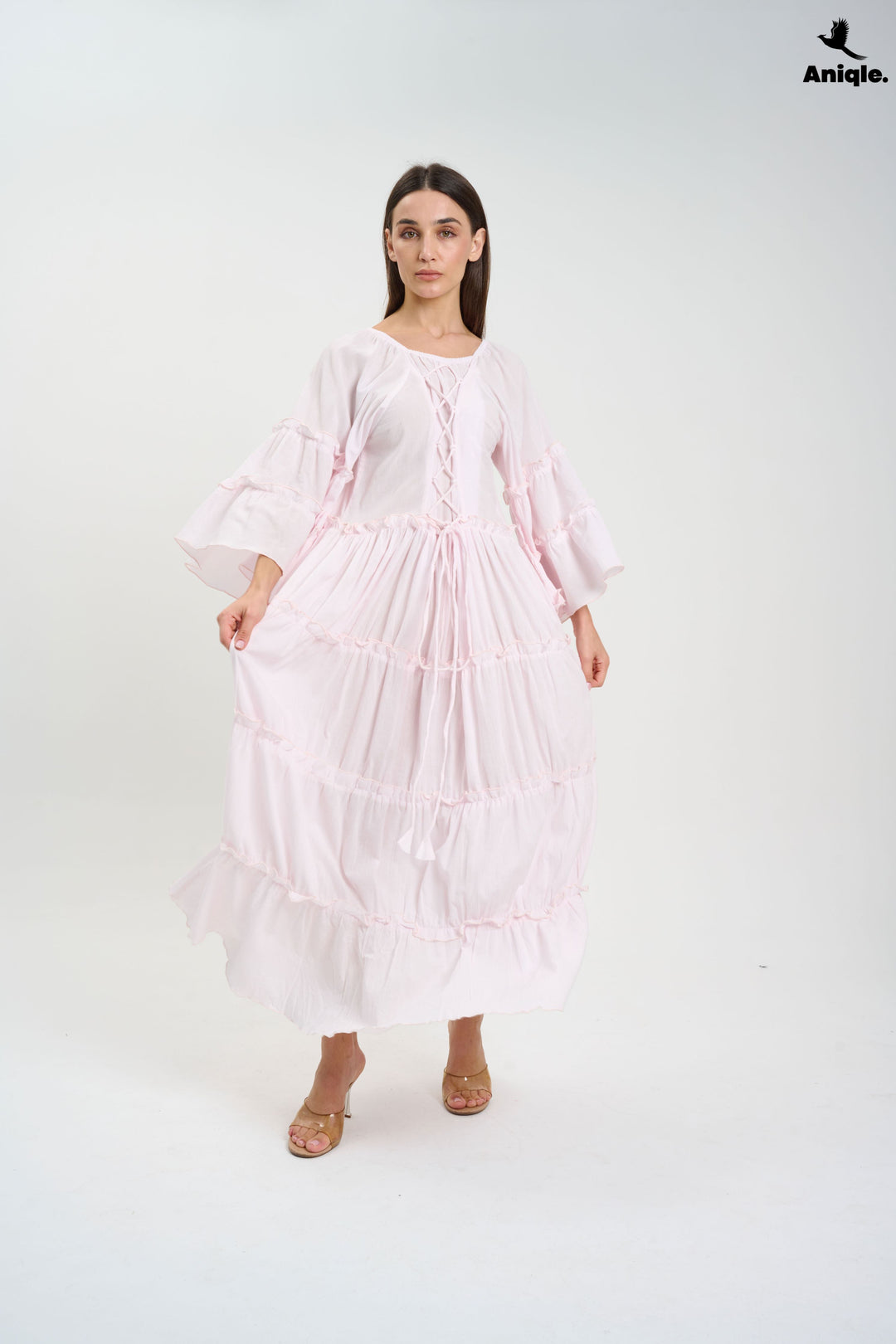 Baby Pink  Tiered Boho Maxi