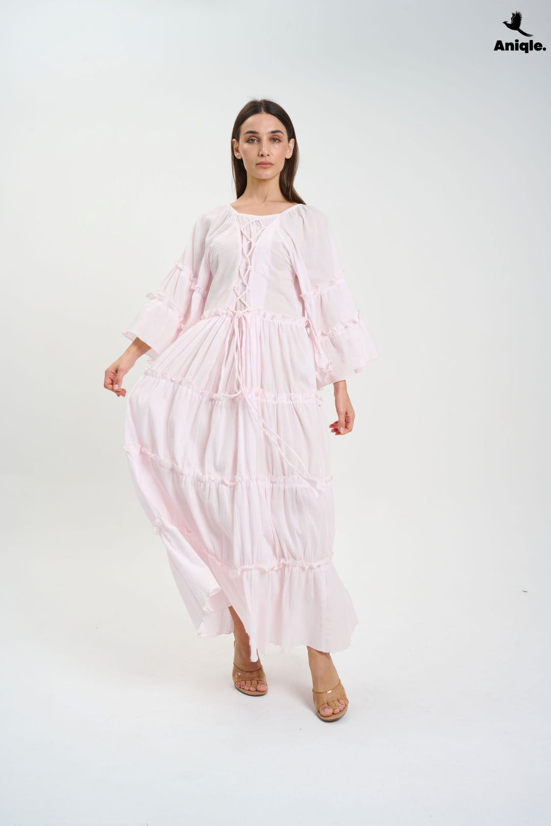 Baby Pink  Tiered Boho Maxi