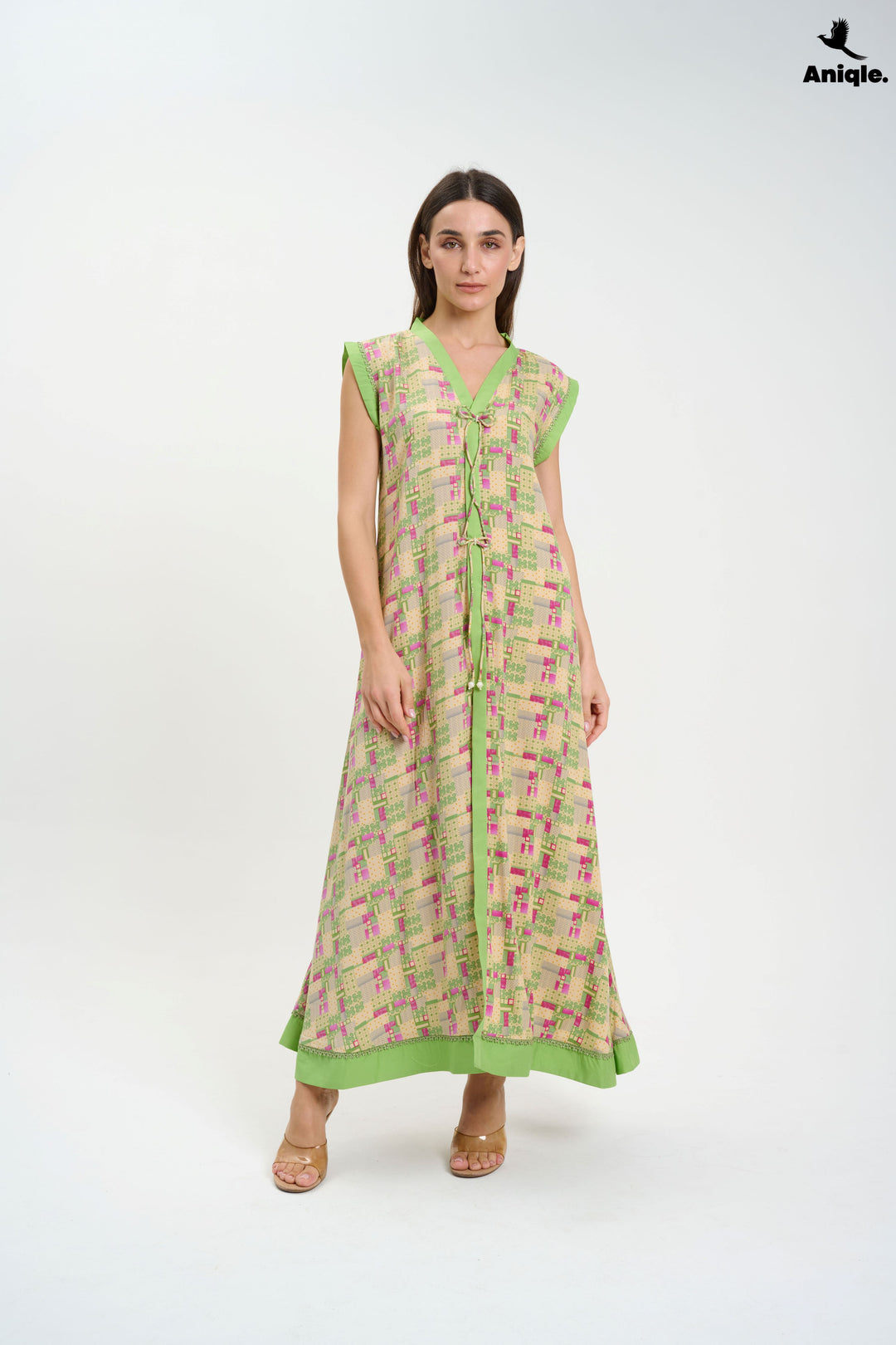 Green sleeveless Casual Maxi Dress