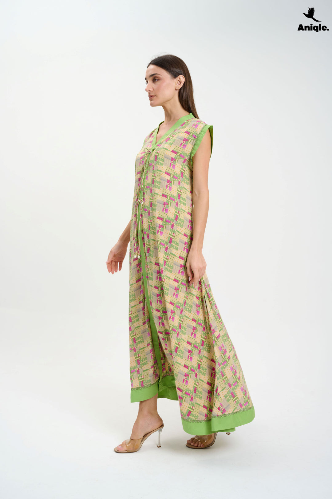 Green sleeveless Casual Maxi Dress