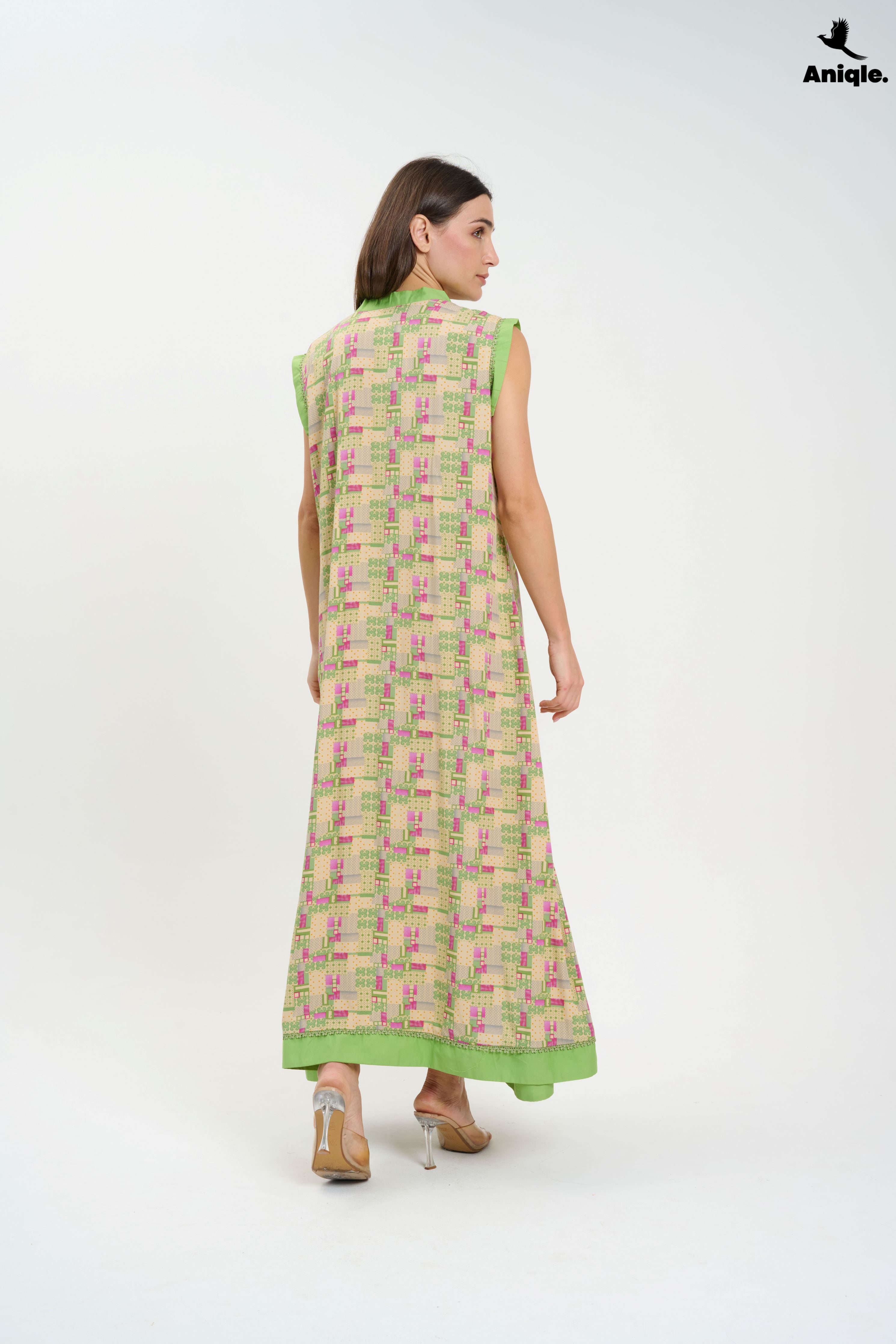 ANQ-10004 Green sleeveless Casual Maxi Dress