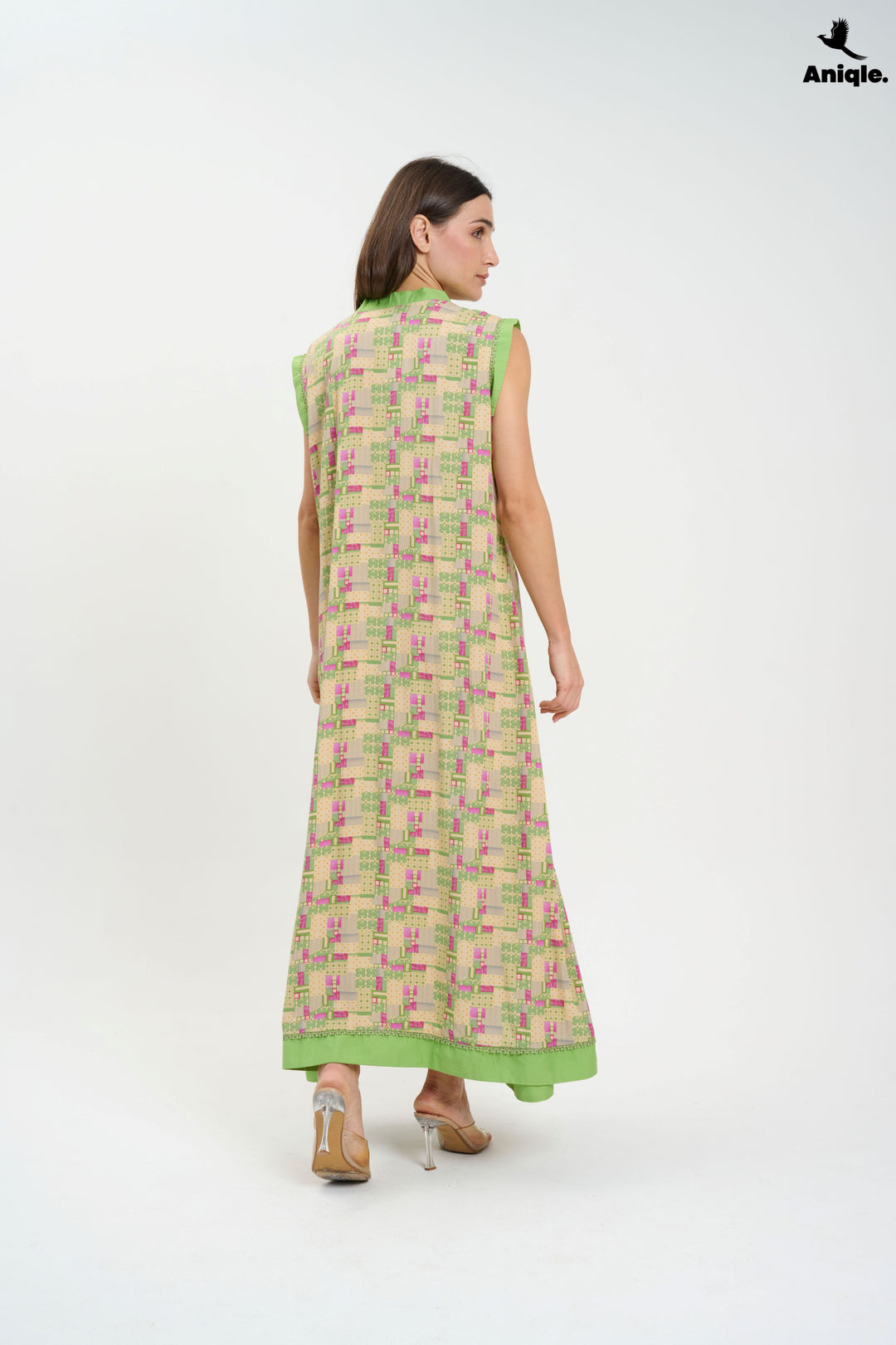 Green sleeveless Casual Maxi Dress