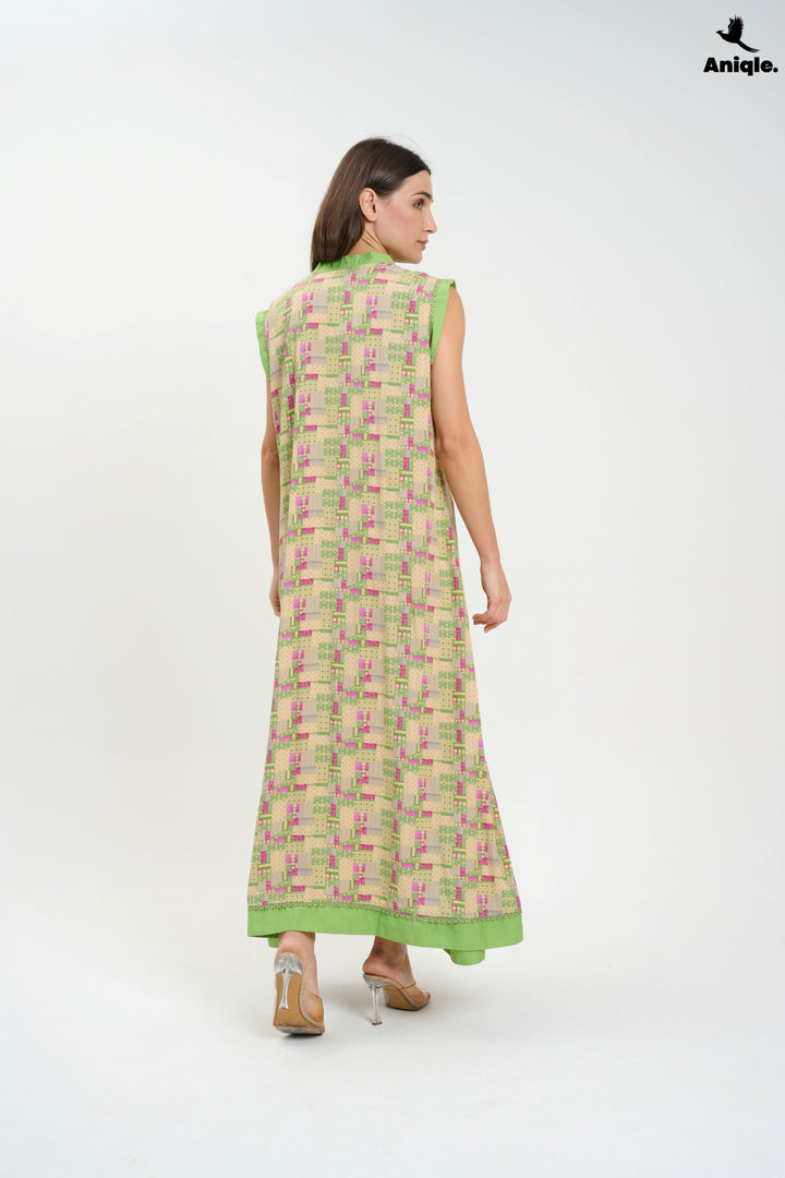 Green sleeveless Casual Maxi Dress