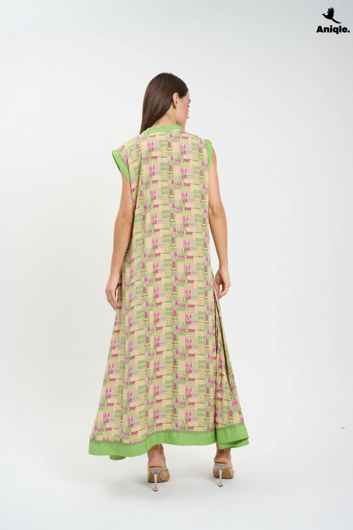 Green sleeveless Casual Maxi Dress