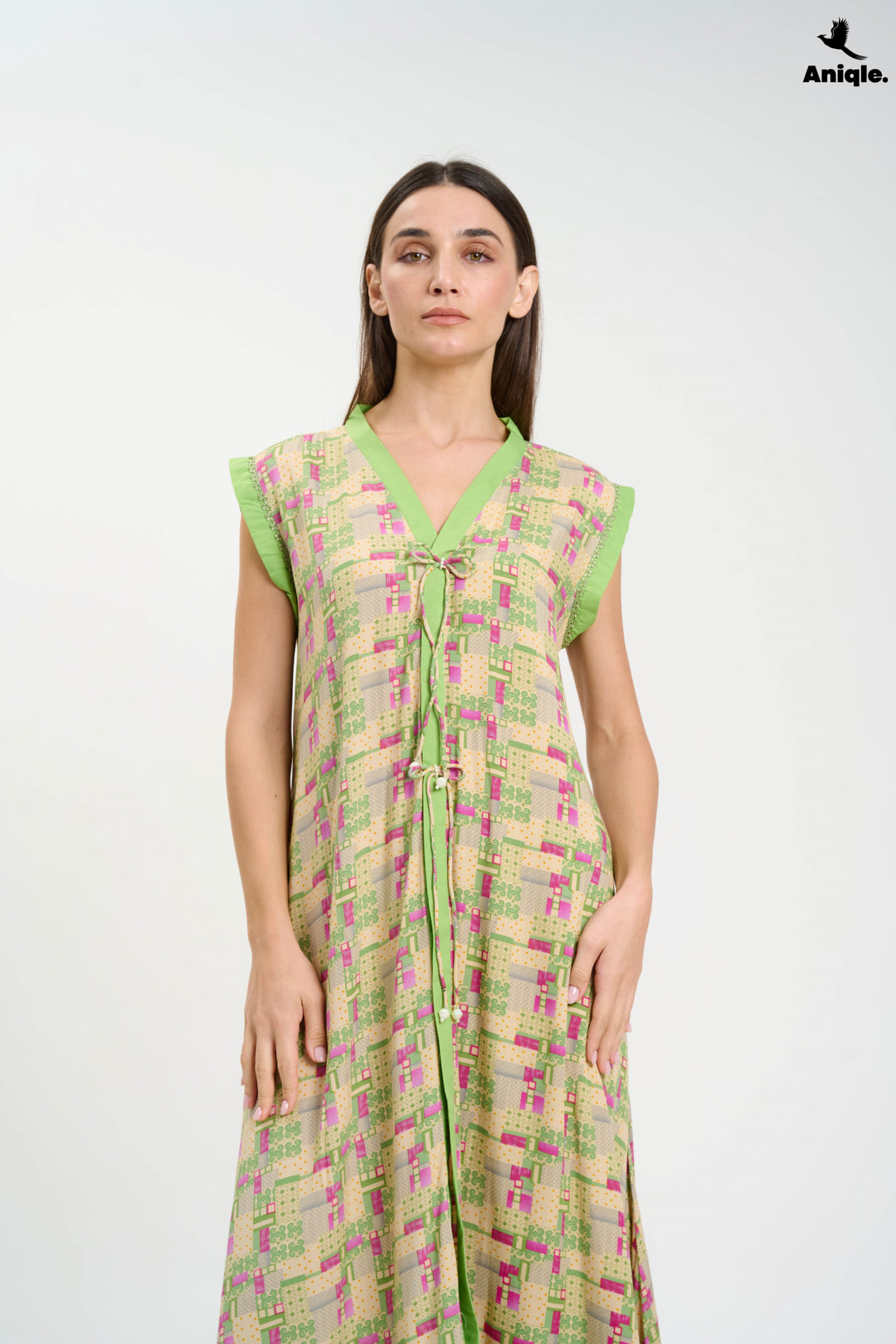 Green sleeveless Casual Maxi Dress