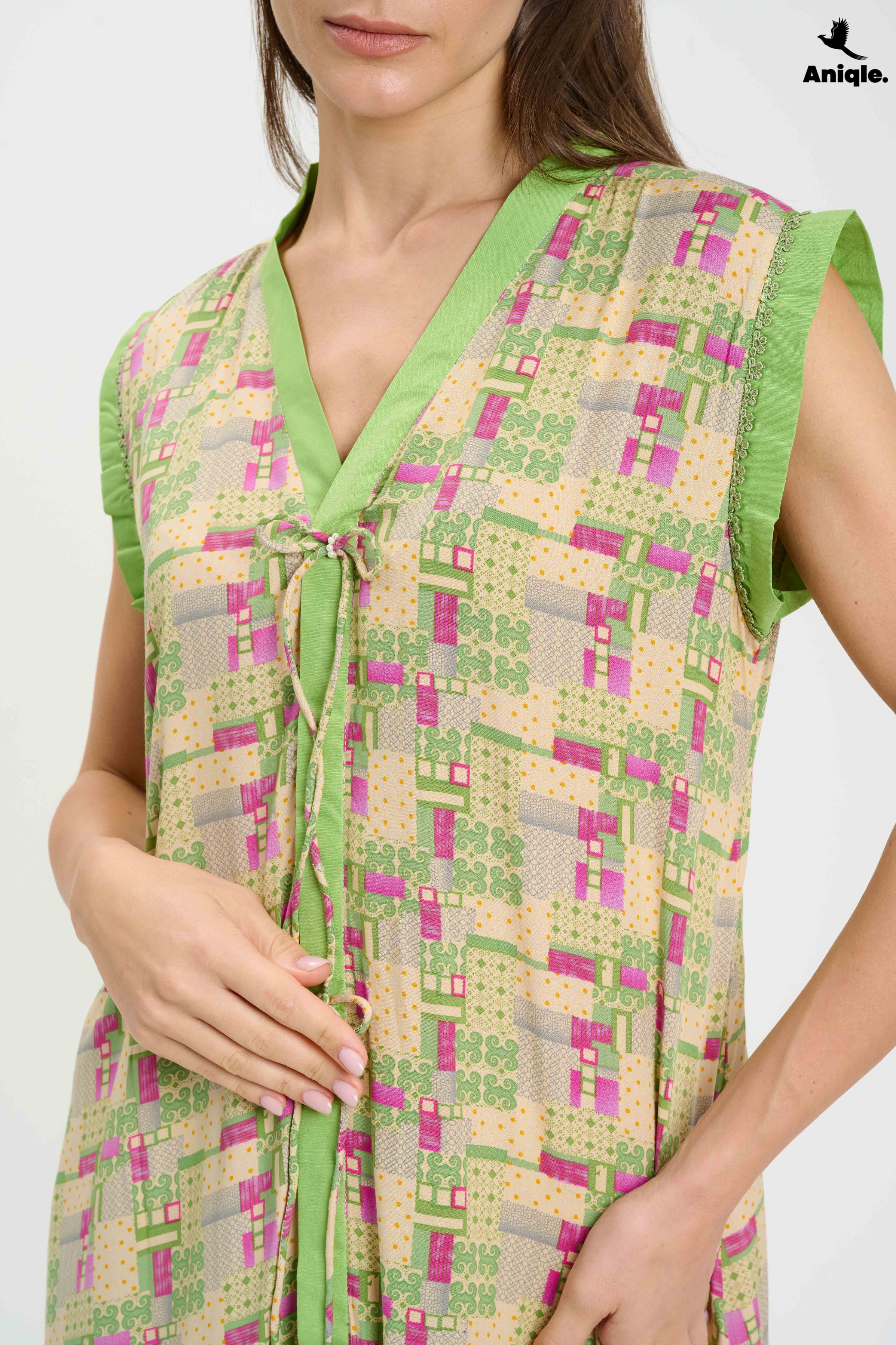 ANQ-10004 Green sleeveless Casual Maxi Dress