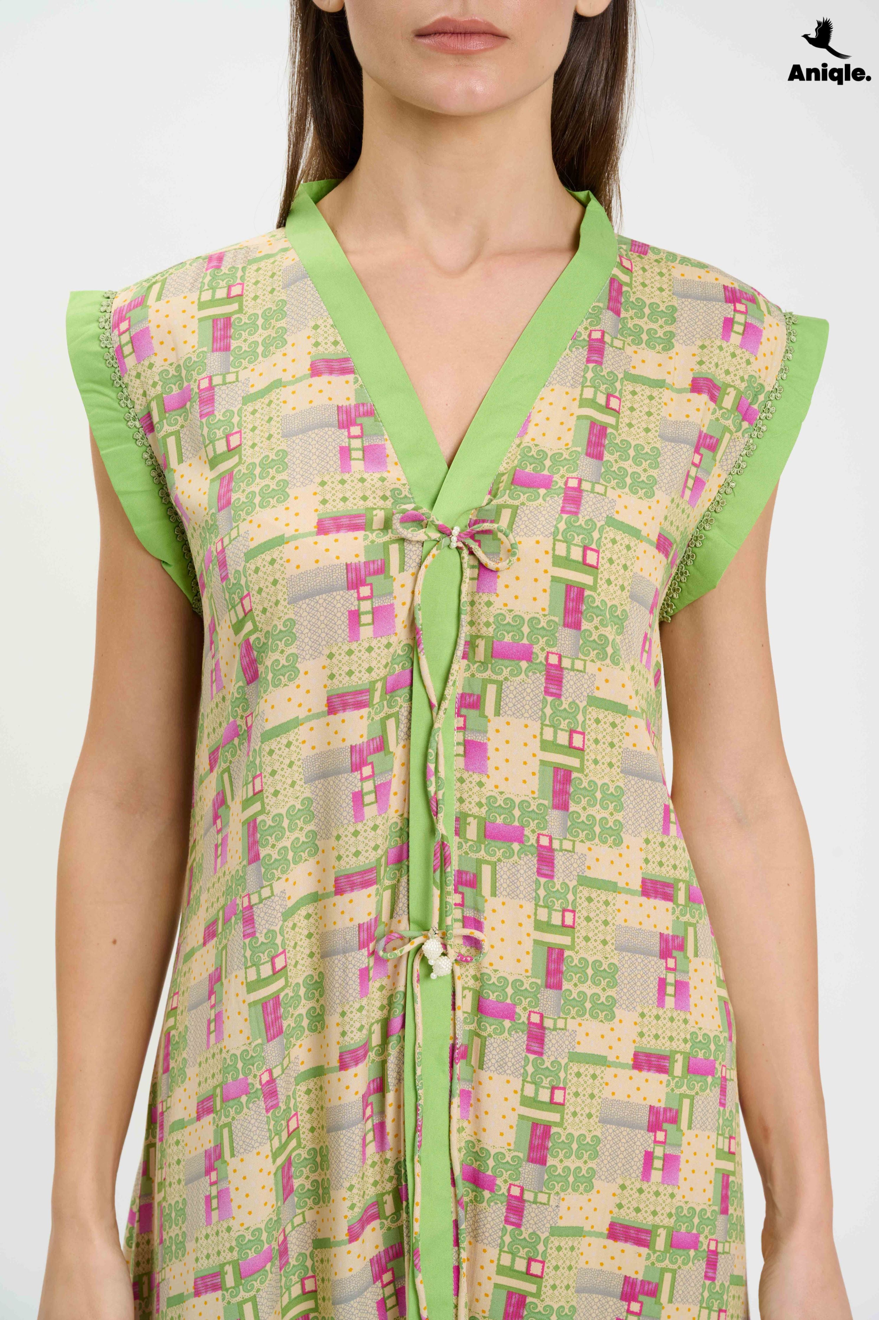 ANQ-10004 Green sleeveless Casual Maxi Dress