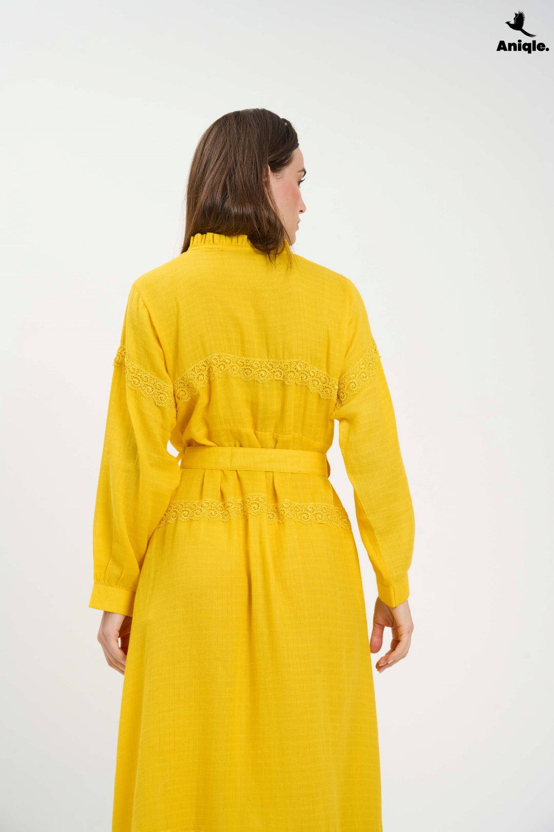 Bright Yellow Button-Down Midi Dress