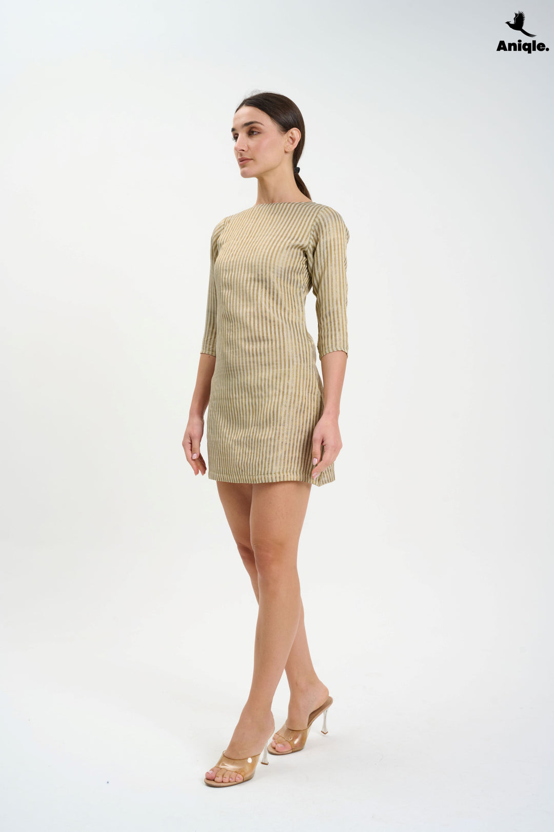 Golden Glint Mini Shift Dress