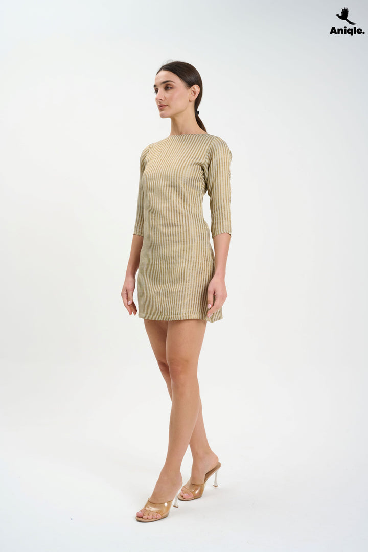 Golden Glint Mini Shift Dress
