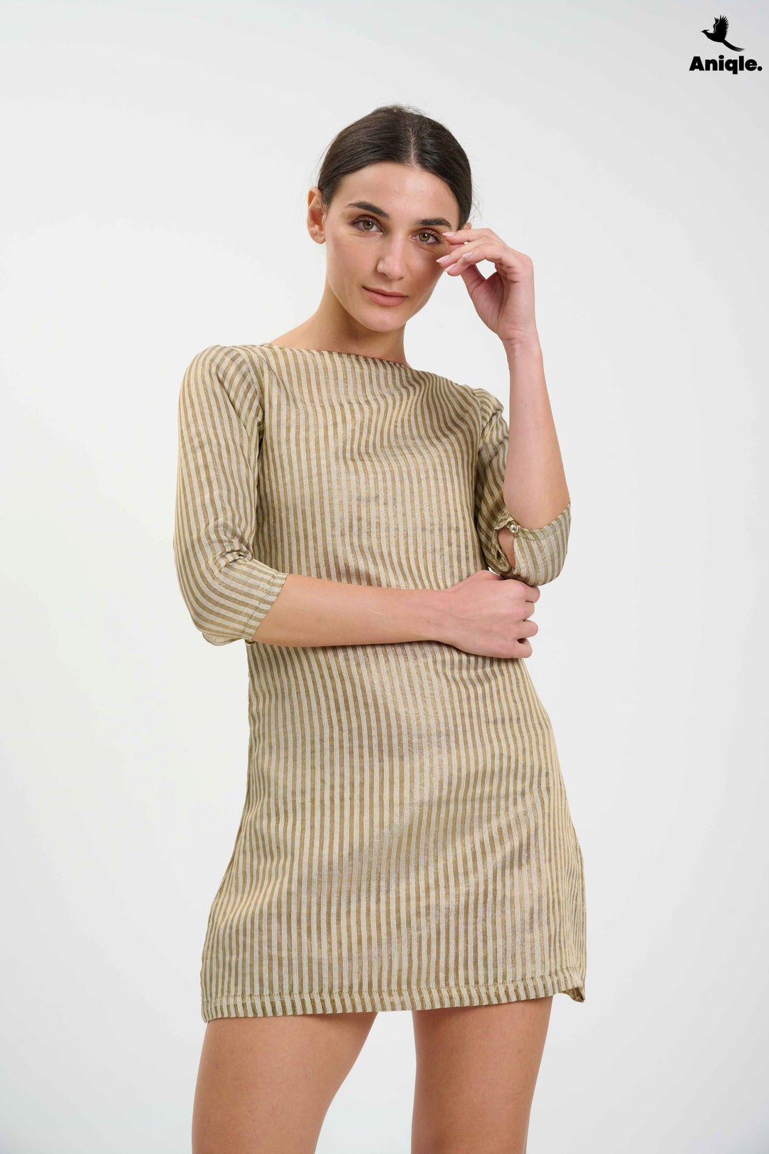 Golden Glint Mini Shift Dress