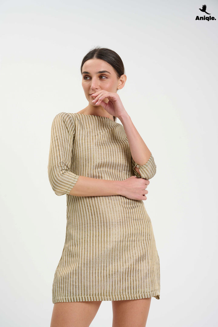 Golden Glint Mini Shift Dress