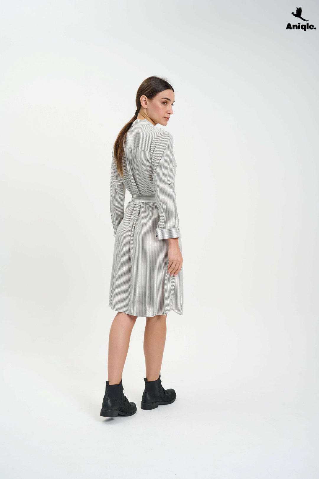 White Stripped Shirt Dress