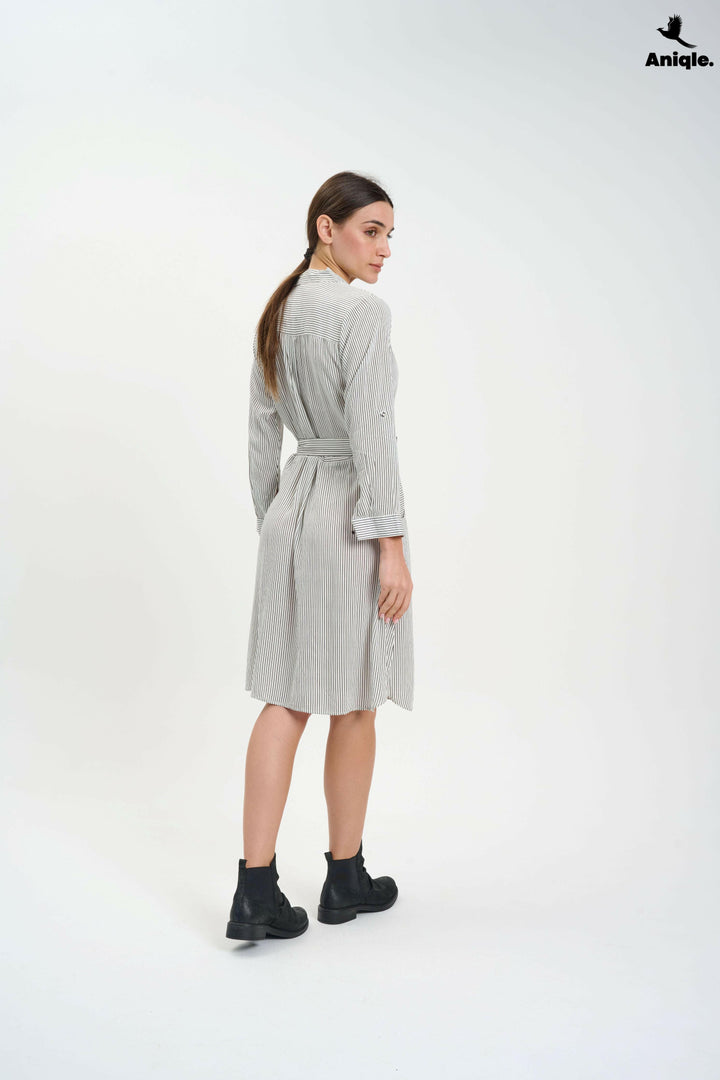 White Stripped Shirt Dress