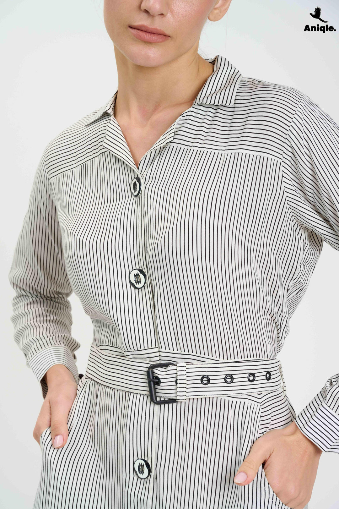 White Stripped Shirt Dress