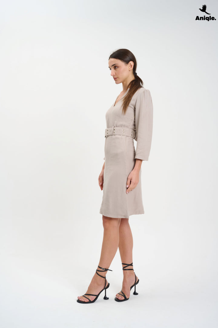 Sahara Stone Belted Midi Dress