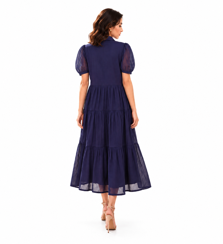 Navy Moonlit Grace Midi Dress