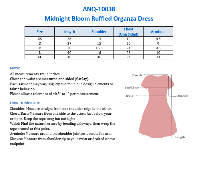 Midnight Bloom Ruffled Organza Dress