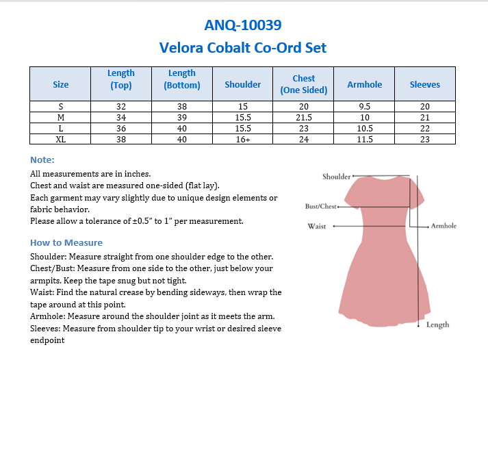 ANQ-10039- Velora Cobalt Co-Ord Set