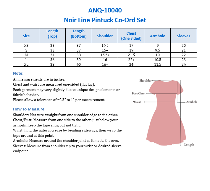 ANQ-10040-Noir Line Pintuck Co-Ord Set