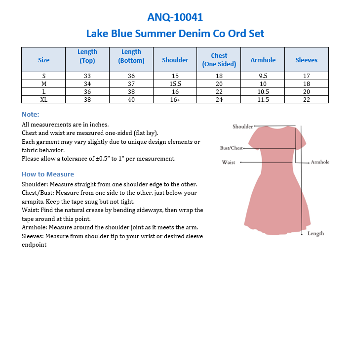ANQ-10041-Lake Blue Summer Denim Co Ord Set