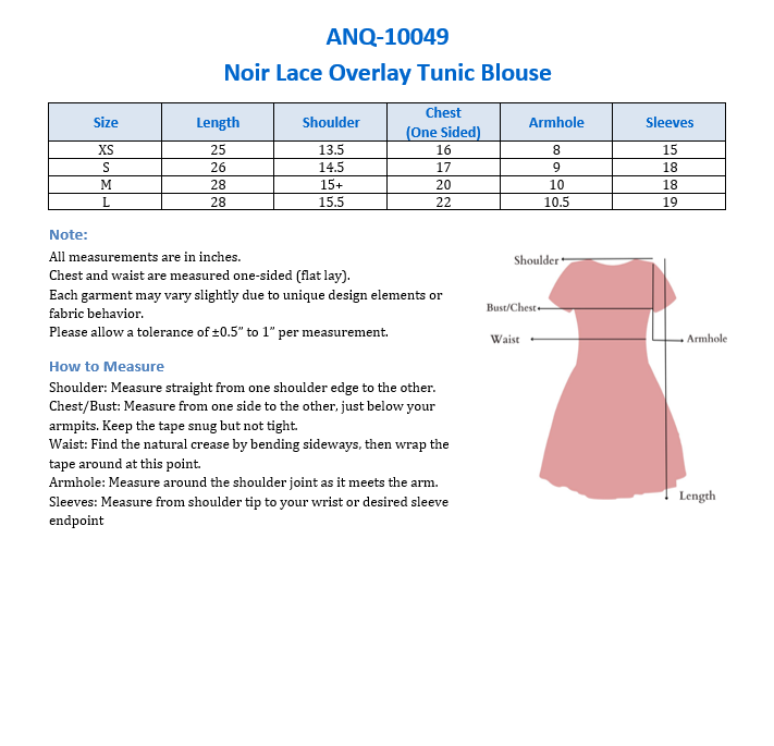 Noir Lace Overlay Tunic Blouse
