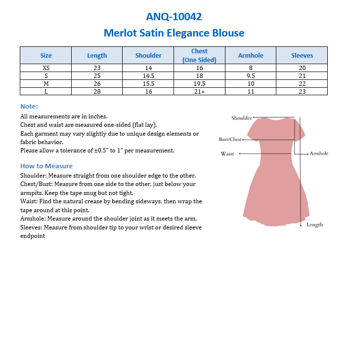 ANQ-10042-Merlot Satin Elegance Blouse