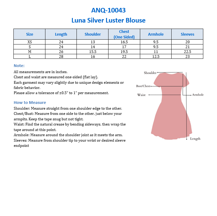 Luna Silver Lustre Blouse