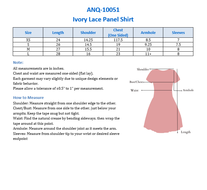 ANQ-10051-Ivory Lace Panel Shirt