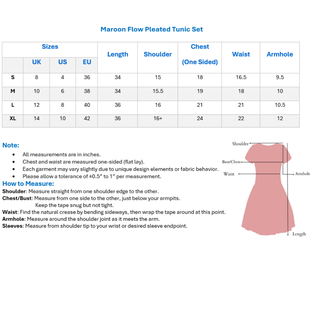 Maroon Flow Pleated Tunic