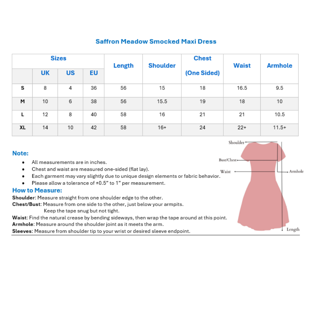 Saffron Meadow Smocked Maxi Dress