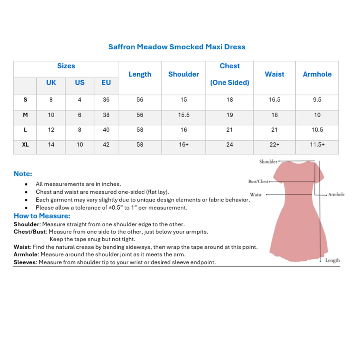 Saffron Meadow Smocked Maxi Dress