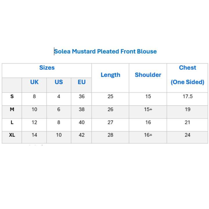 Solea Mustard Pleated Front Blouse