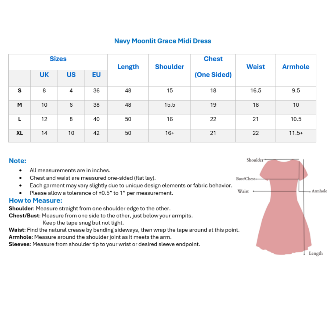 Navy Moonlit Grace Midi Dress